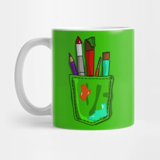 Art in my Pocket - Art Supplies in Shirt Pocket Design Mug